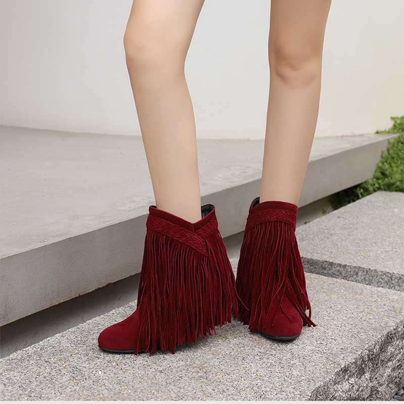 Women's Suede Tassel Ankle Boots