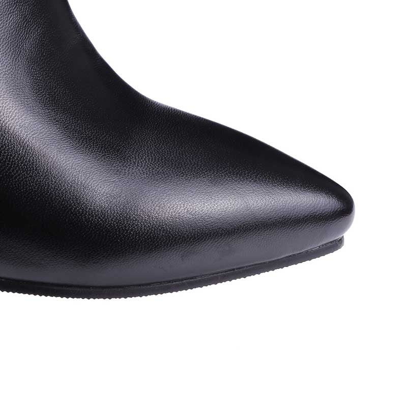 Women's Pointy Toe Ankle Booties Zipper and Kitten Heel Boots