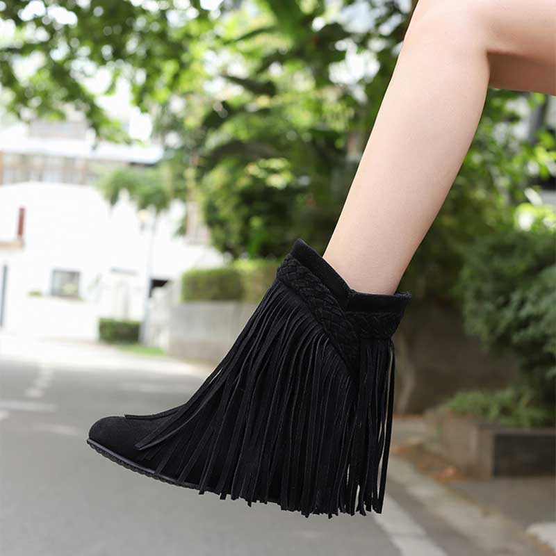 Women's Suede Tassel Ankle Boots