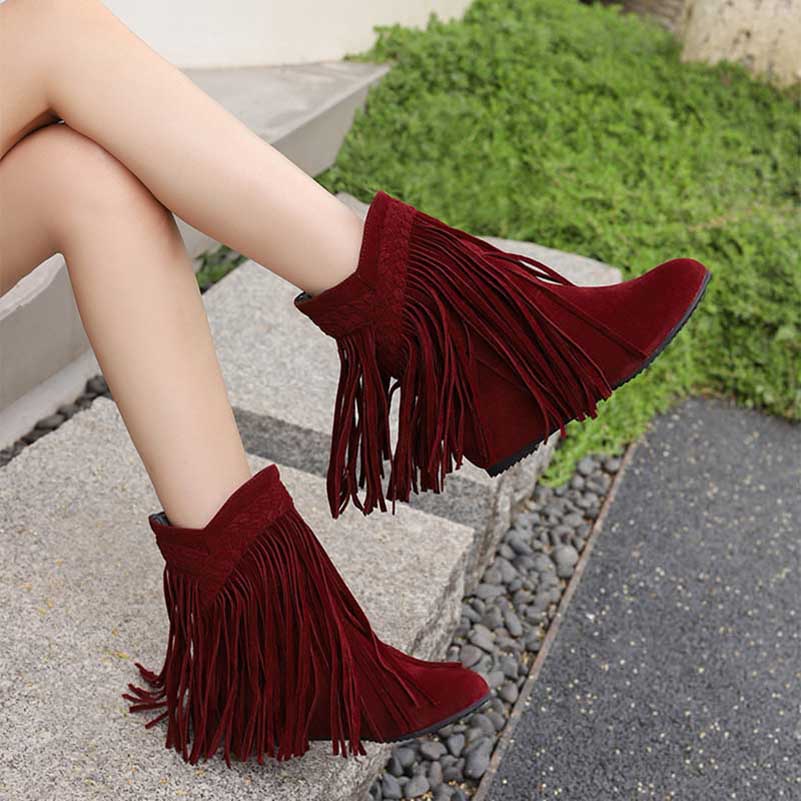 Women's Suede Tassel Ankle Boots