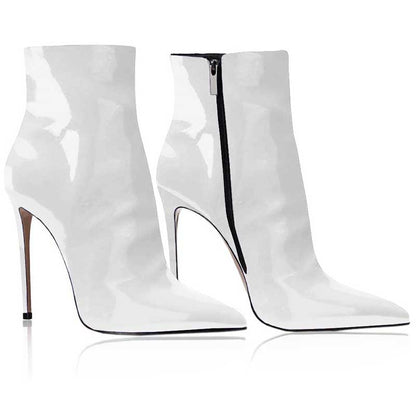 Women's Winter Short Boots Patent leather Stiletto Ankle Boots