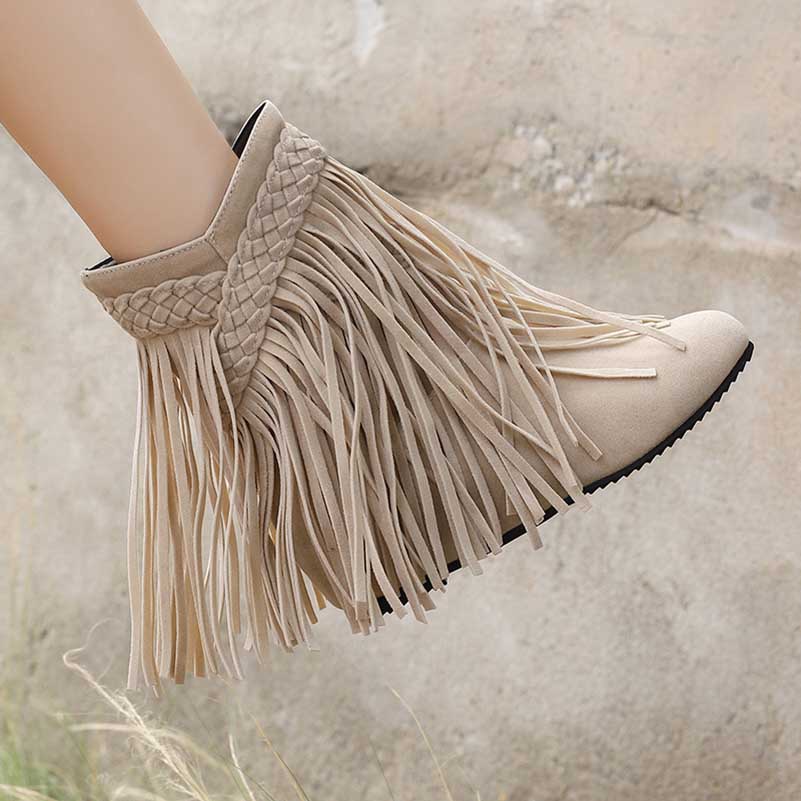 Women's Suede Tassel Ankle Boots