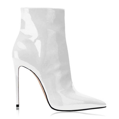 Women's Winter Short Boots Patent leather Stiletto Ankle Boots