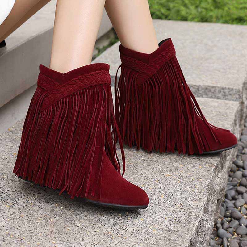 Women's Suede Tassel Ankle Boots