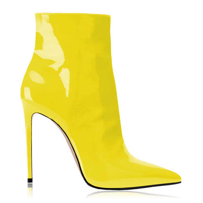 Women's Winter Short Boots Patent leather Stiletto Ankle Boots