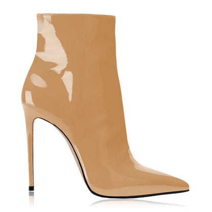 Women's Winter Short Boots Patent leather Stiletto Ankle Boots