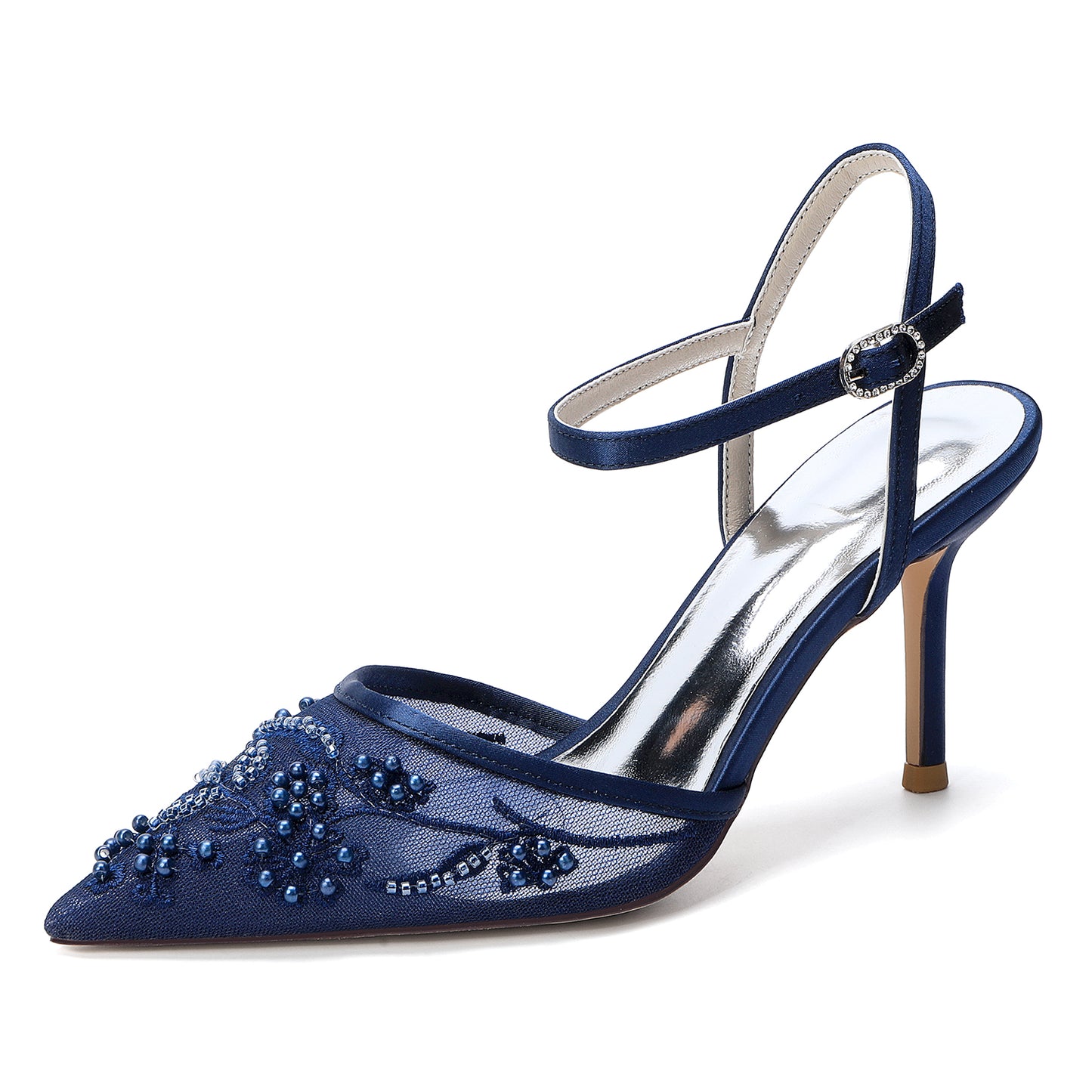 Women's Ankle-Strap Stilettos Lace Wedding Shoes 3.35"