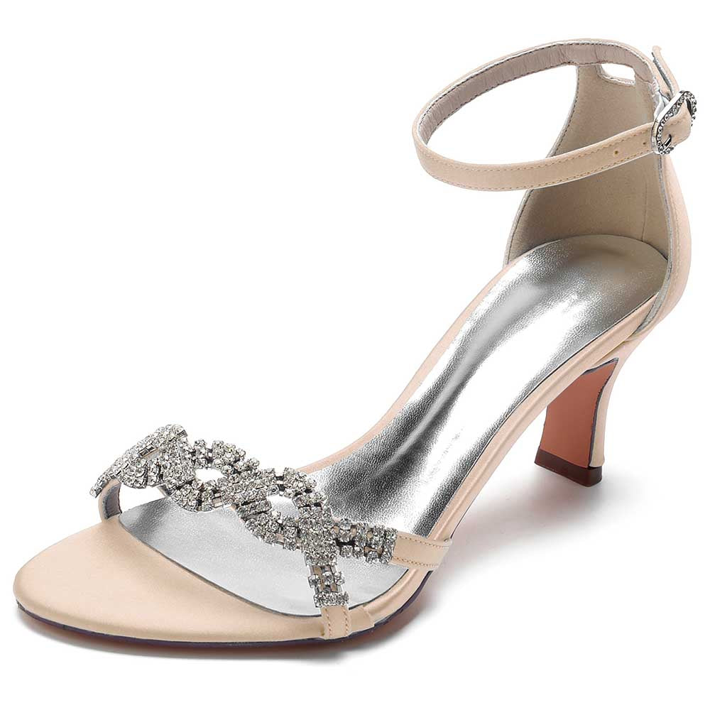 Elegant SD Dresscode satin dress sandals for women featuring jeweled straps and a stylish ankle buckle
