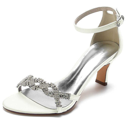 Elegant SD Dresscode satin dress sandals for women with rhinestone embellishments and ankle strap