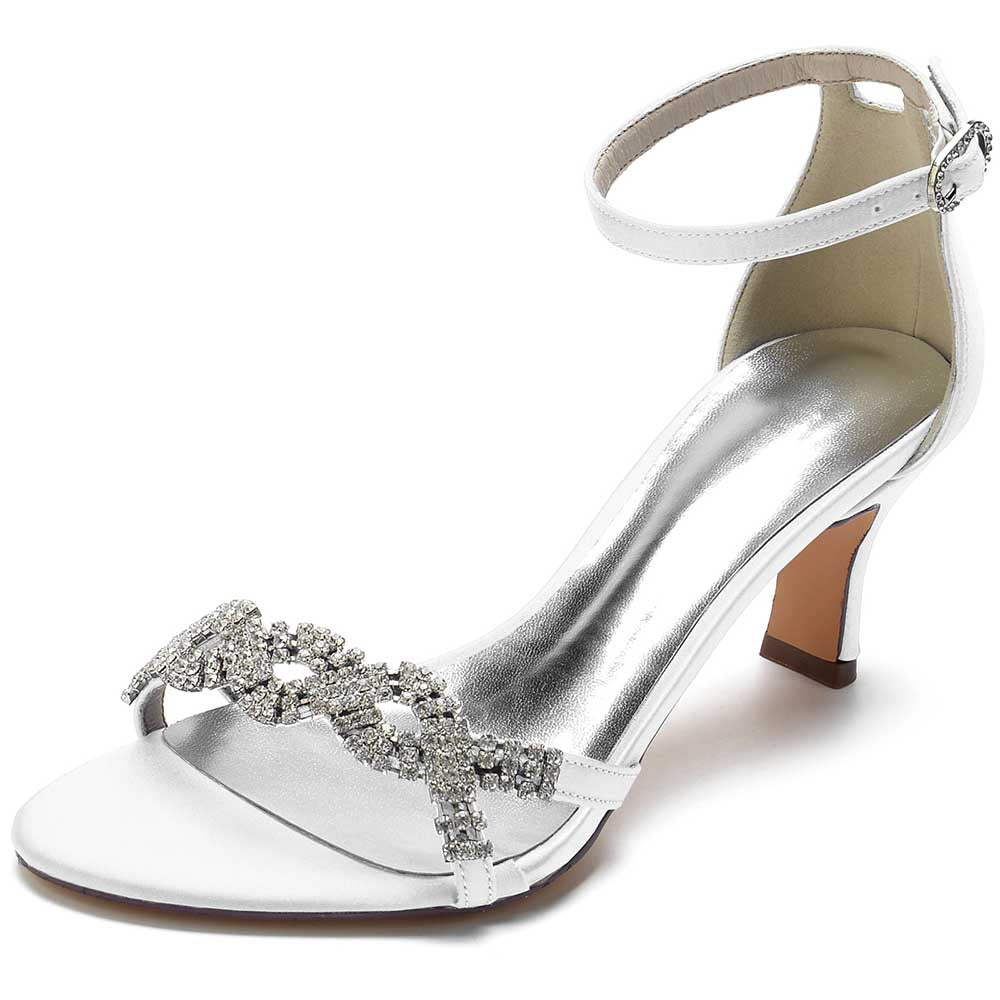 Elegant SD Dresscode satin dress sandals for women with rhinestone embellishments and a stylish ankle strap
