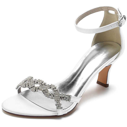 Elegant SD Dresscode satin dress sandals for women with rhinestone embellishments and a stylish ankle strap