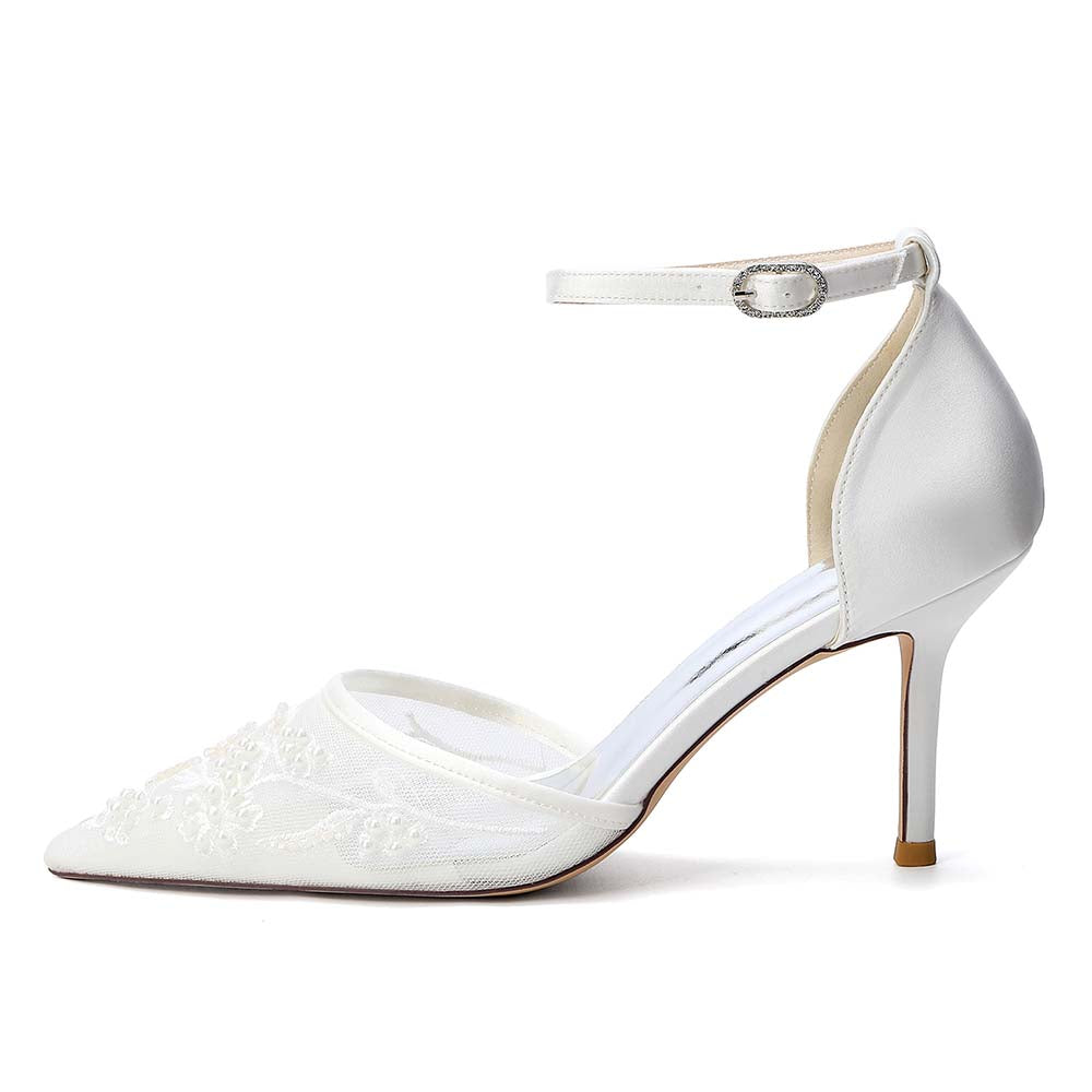 Women's Ankle Strap Mid-Heeled Wedding Shoes