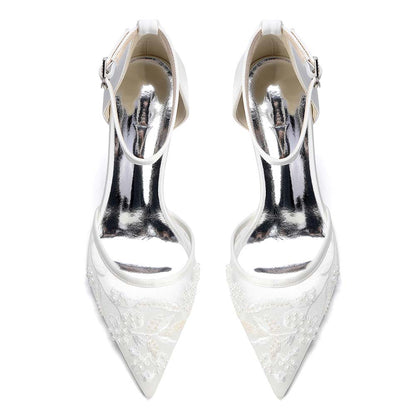 Women's Ankle Strap Mid-Heeled Wedding Shoes