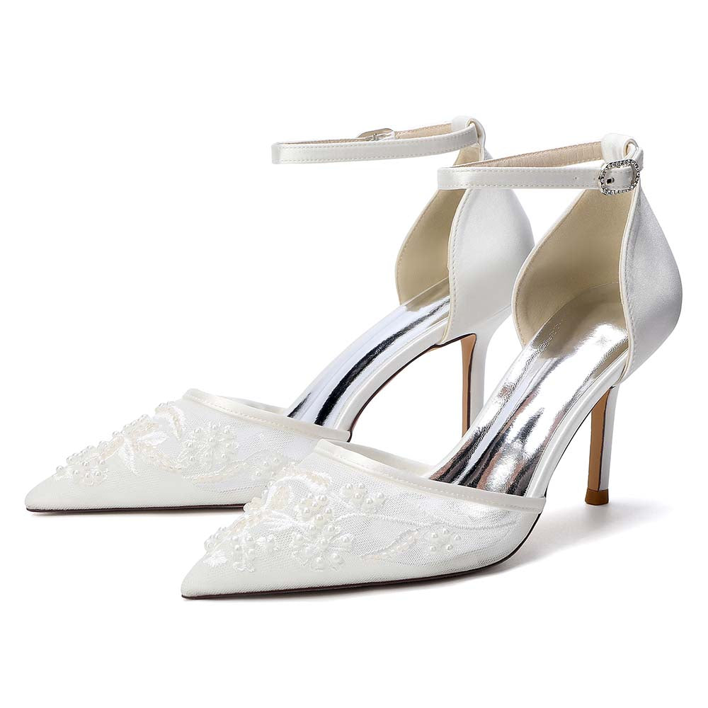 Women's Ankle Strap Mid-Heeled Wedding Shoes