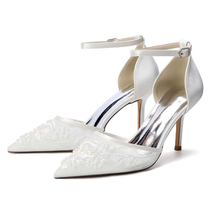 Women's Ankle Strap Mid-Heeled Wedding Shoes
