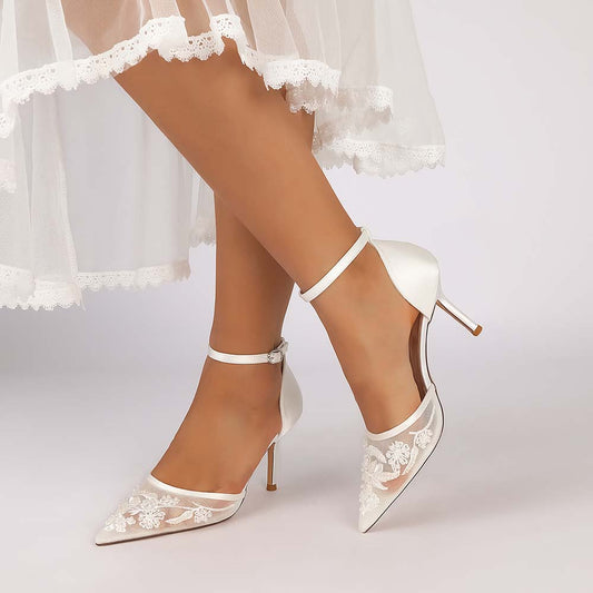 Women's Ankle Strap Mid-Heeled Wedding Shoes