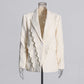 Women's Ruffled Blazer One Button Ivory Coat