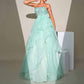 Mint Sequined Tulle Strapless Gown Wedding Party Gowns