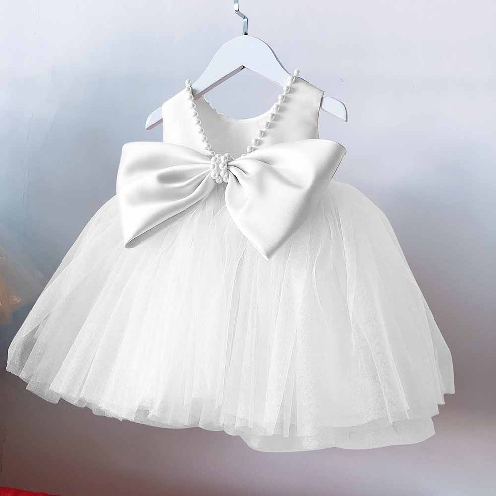 Little Grils Birthday Party Dress With Bows Kid Flower Girl Dresses Wi  SD  Dresscode & Fashiontrends