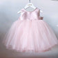 Little Grils Birthday Party Dress With Bows Kid Flower Girl Dresses With Imitation Pearls