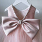 Little Grils Birthday Party Dress With Bows Kid Flower Girl Dresses With Imitation Pearls