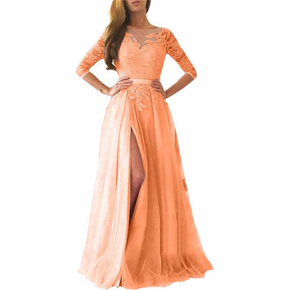 Women Long Sleeves Lace Bridesmaid Dress Long Evening Dress Wedding Ball Gowns