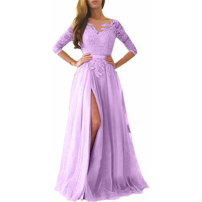 Women Long Sleeves Lace Bridesmaid Dress Long Evening Dress Wedding Ball Gowns