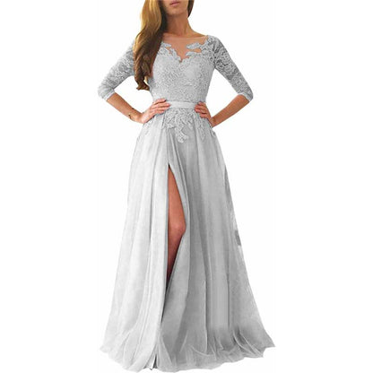 Women Long Sleeves Lace Bridesmaid Dress Long Evening Dress Wedding Ball Gowns