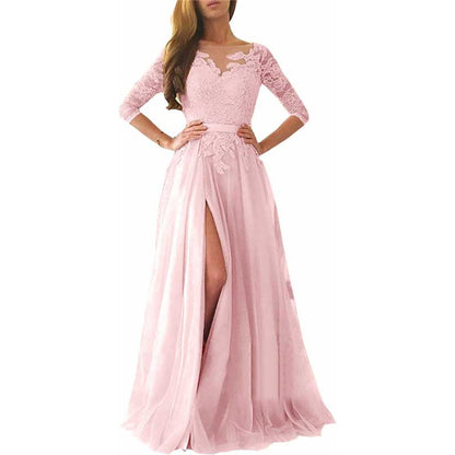 Women Long Sleeves Lace Bridesmaid Dress Long Evening Dress Wedding Ball Gowns