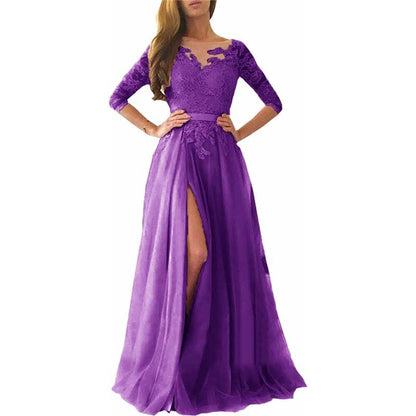 Women Long Sleeves Lace Bridesmaid Dress Long Evening Dress Wedding Ball Gowns