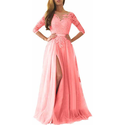 Women Long Sleeves Lace Bridesmaid Dress Long Evening Dress Wedding Ball Gowns