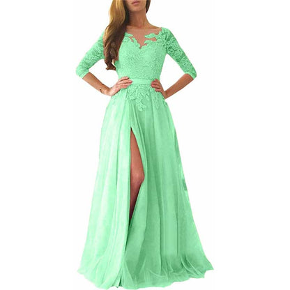 Women Long Sleeves Lace Bridesmaid Dress Long Evening Dress Wedding Ball Gowns