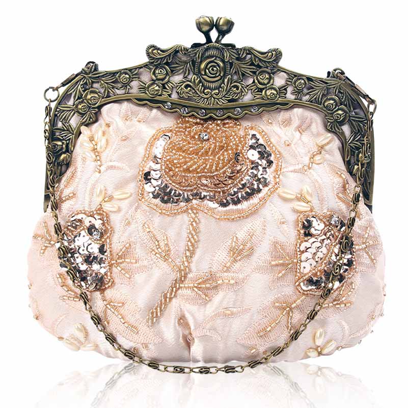 Vintage Beaded Evening Clutch Bag Prom Cocktail Party Handbag