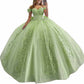 Off Shoulder Quinceanera Dress Flower Puffy Ball Gown Lace Beaded Prom Dress