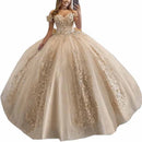 Black Off-Shoulder Puffy Ball Gown Lace Dress for Girls main image 0