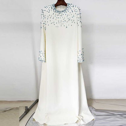 Women's Long Sleeve Beaded Formal Dresses Long Prom Dress