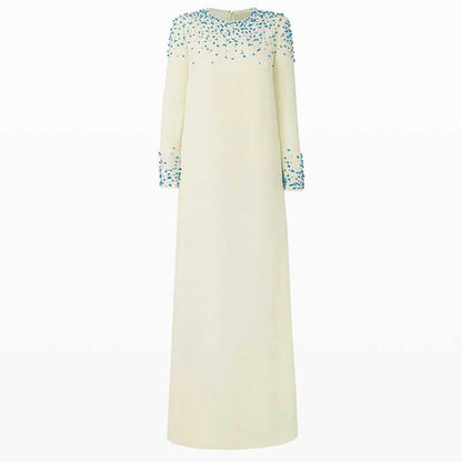 Women's Long Sleeve Beaded Formal Dresses Long Prom Dress