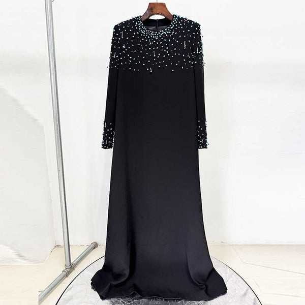 Women's Long Sleeve Beaded Formal Dresses Long Prom Dress – SD