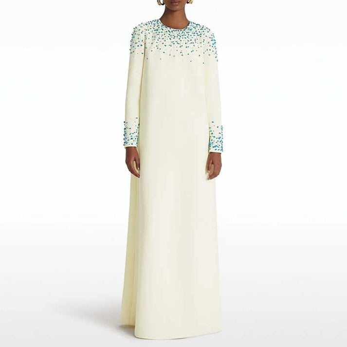 Women's Long Sleeve Beaded Formal Dresses Long Prom Dress – SD