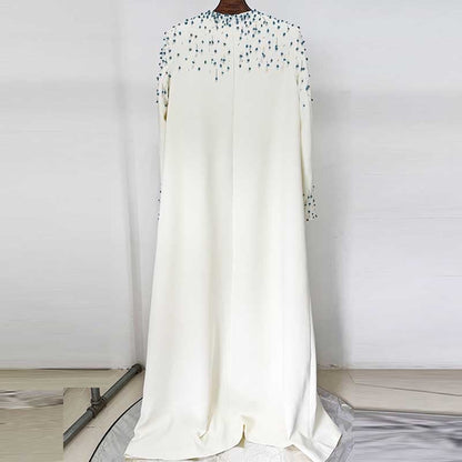 Women's Long Sleeve Beaded Formal Dresses Long Prom Dress