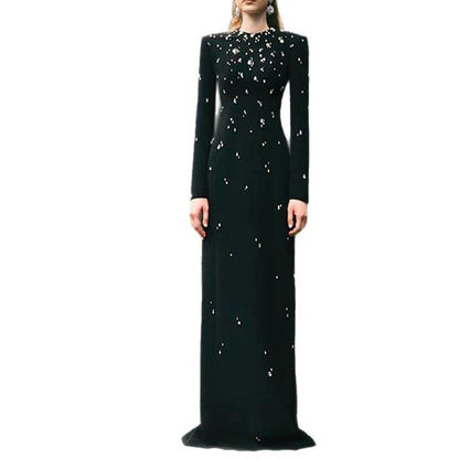 Womens Beaded Evening Gown Long Dress