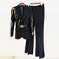 Women Wedding Pantsuits With Belt hot drilling Flare Bottoms Two Pieces Formal Suit