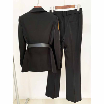 Women Wedding Pantsuits With Belt hot drilling Flare Bottoms Two Pieces Formal Suit