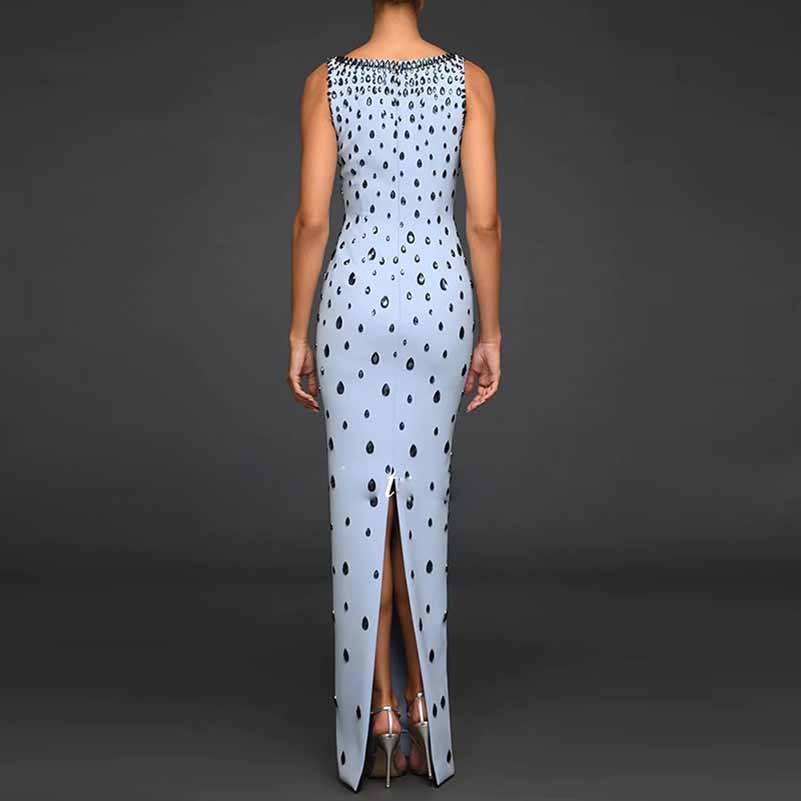 jovani beaded fringe cocktail dress Blue Embroidered Beaded A-Line Gown with Overskirt