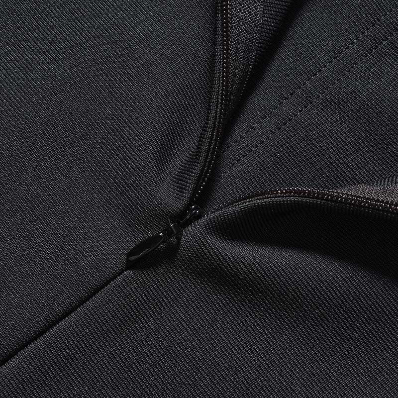 Black halter neck rhinestone dress zipper detail for a stylish and elegant look