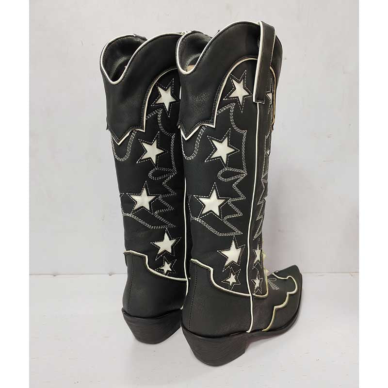 SD Dresscode black star embroidered cowboy boots with detailed star designs and stylish finish