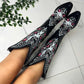 Women Black Embroidered Cowboy Boots Side Zipper Cowgirl Boots Knee High Chunky Boots