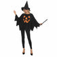 Halloween Party Costume Pumpkin Witch Cosplay Elf Black Cloak Set 3 pieces