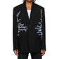 Women's Black Jacket Whisker Embellished Blazer with Pockets