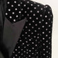 Women's black blazer Lion button slim fit polka dot velvet jacket